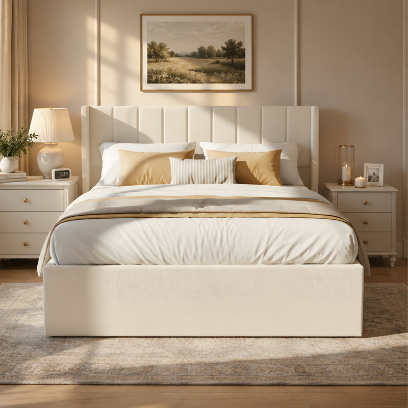 King Upholstered Storage Bed with 4 Drawers