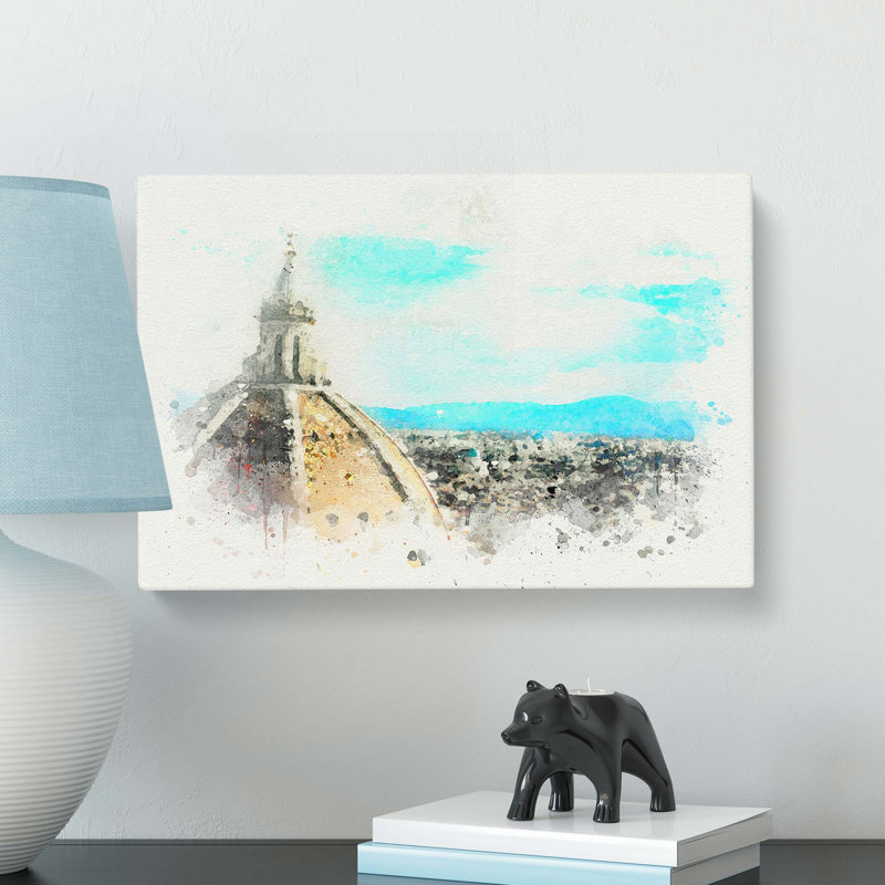 Florence Skyline with Cathedral in Abstract - Wrapped Canvas, 35cm H x 50cm W x 3cm D