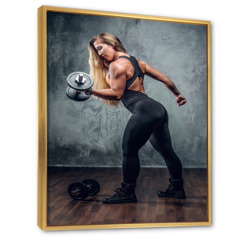Muscle Machine - reproduction sur toile, Cadre flottant doré, H 44 po x l 34 po x P 1,5 po