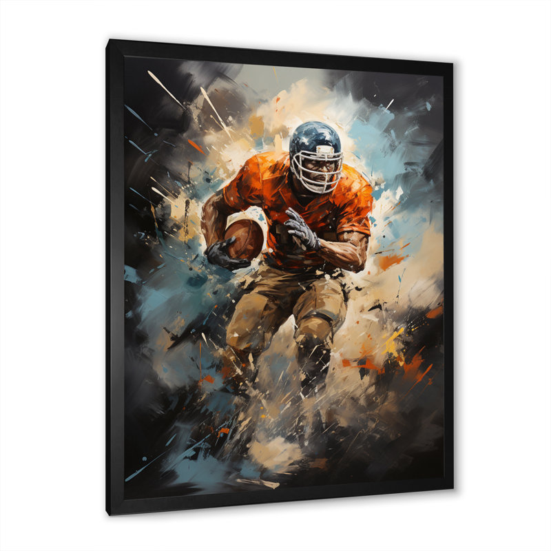 Football Turbulent Touchdowns - Print, Black Picture Framed, 20" H x 12" W x 1" D