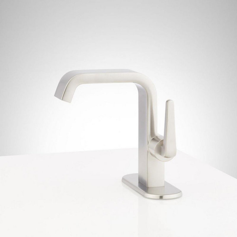 Drea 1.2 GPM Single Hole Bathroom Faucet with Deck Plate, Brushed Nickel
