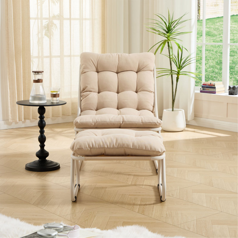 Chaise longue d'extérieur pour patio avec repose-pieds, fauteuil inclinable confortable avec coussin gonflable et repose-pieds