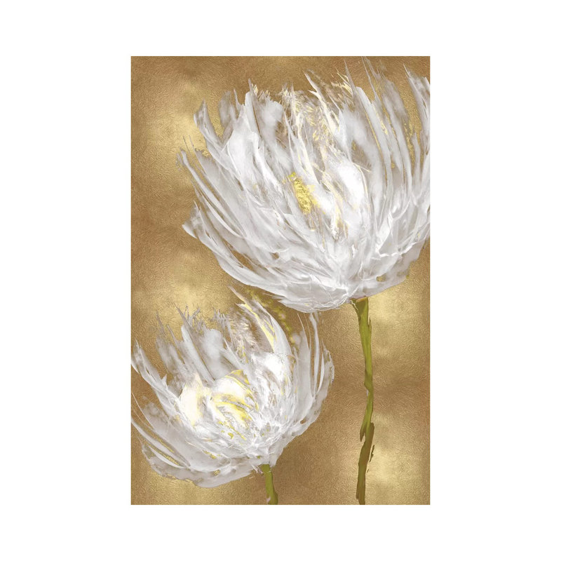 Tulips On Gold II by Vanessa Austin - Print on Canvas, 101.6 cm H x 66.04 cm W x 1.91 cm D, Wrapped Canvas