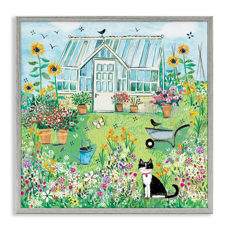 Giclée de jardin et serre encadrée par Clare Tupper, H 24 po x l 24 po, Estampe numérique Farmhouse