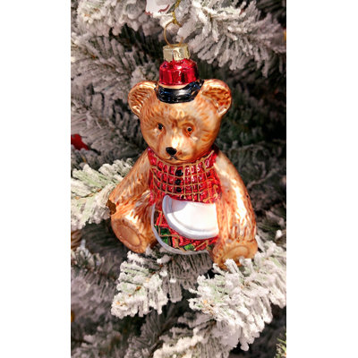 Christmas Glass Ornament - Festive Bear by  F07M3-16 HB-SY25036
