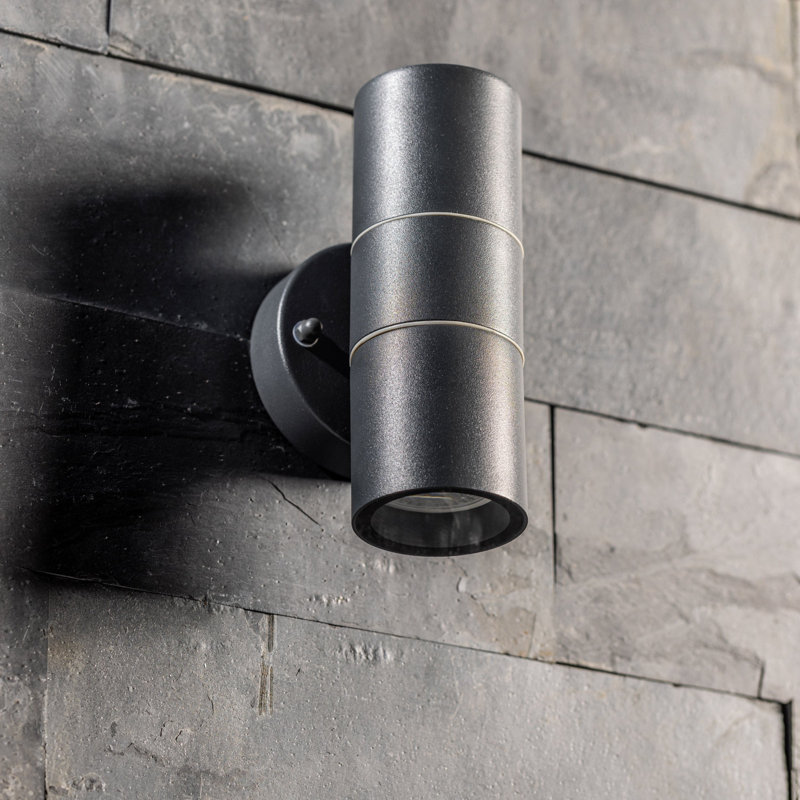 Breneshia 22cm H Outdoor Wall Lantern, Dark Grey Stainless Steel