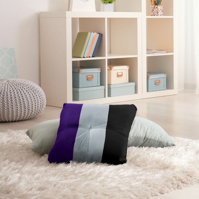 Striped Reversible Throw Pillow, 7" x 26", Purple/Silver/Black