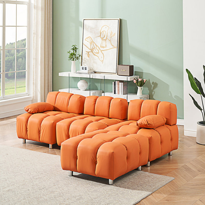 Canapé en tissu Technology, canapé en L, Orange