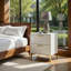White And Gold 2-Drawer Rectangular Nightstand-1332093137