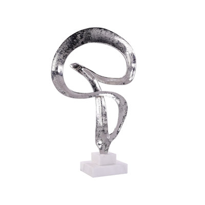 Winding Flourish Sculpture On Marble Base, Nickel