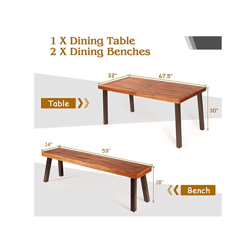 Jeter 4 - Person Acacia Patio Dining Set with Rectangular Table