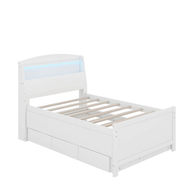 Lit plateforme double avec lit gigogne et 3 tiroirs