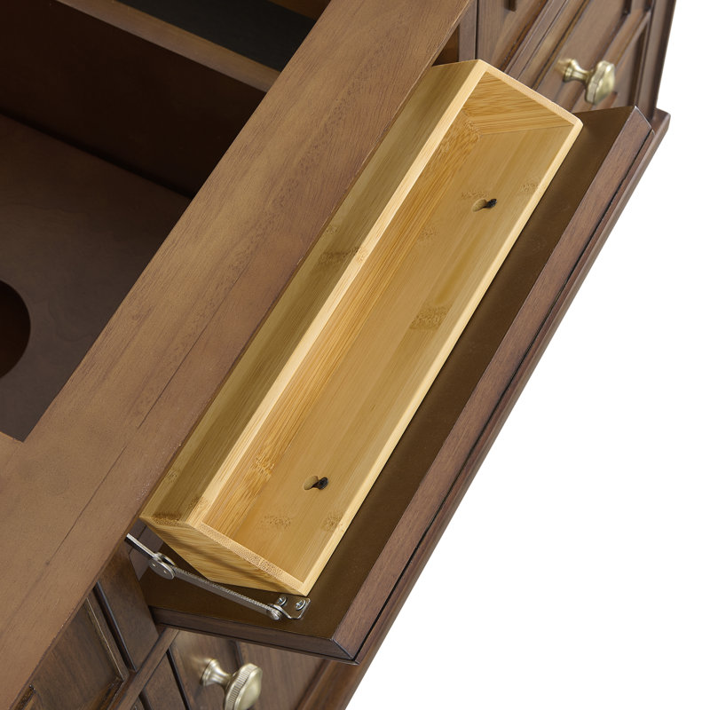 Lorelai 48'' W Single Vanity, Mid-Century Walnut, Carrara White Marble, 8" Widespread