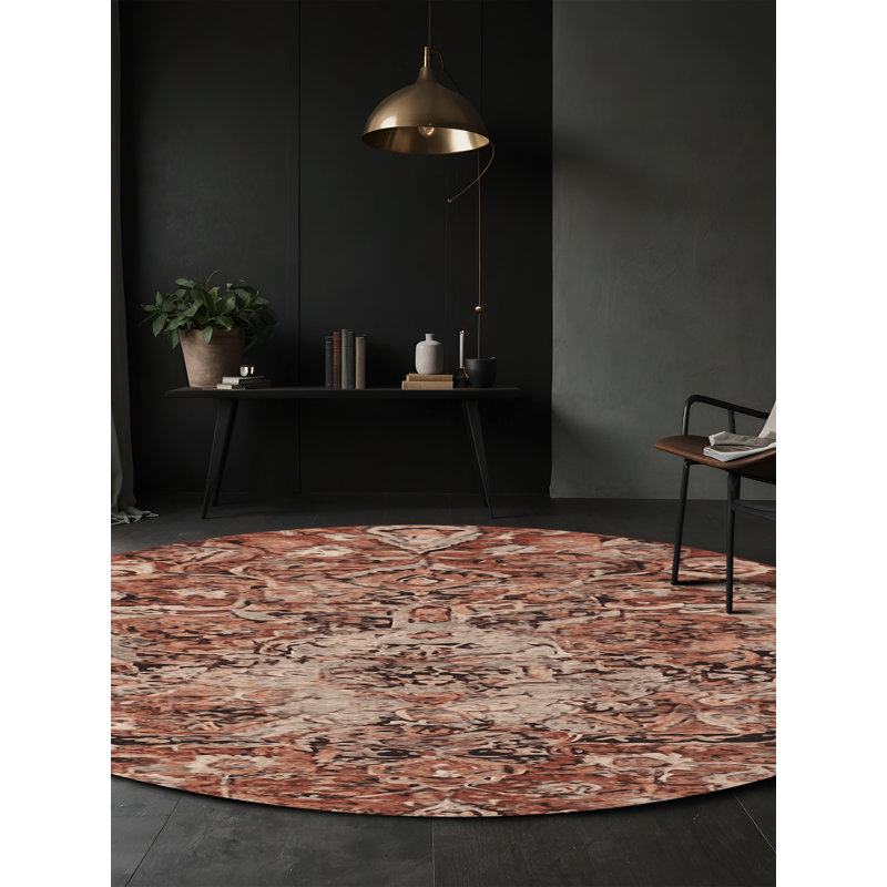 Tapis brun lavable à la machine, Rond 5 pi