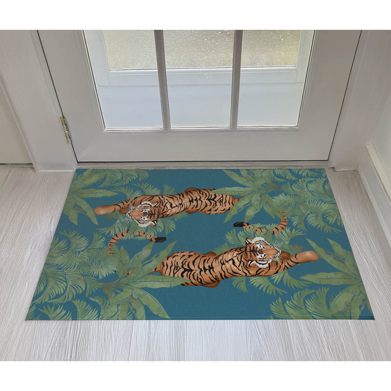 Paillasson Rumble In the Jungle, Bleu sarcelle, L 60 po x L 84 po