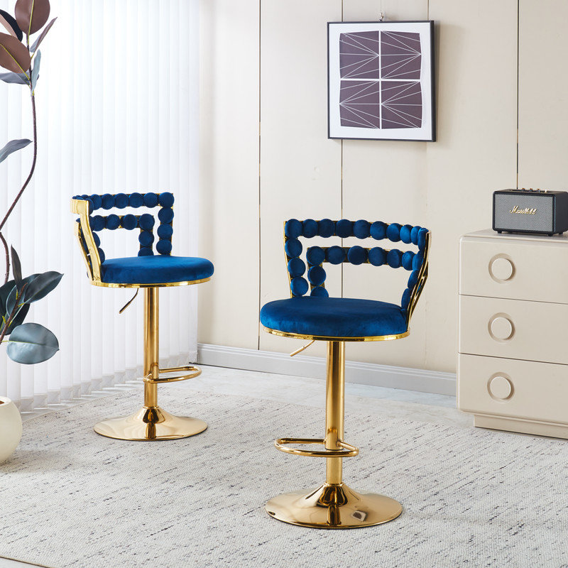 Ensemble de tabourets de comptoir Modern Modern avec siège et dossier rembourrés doux - ensemble de 2, Bleu