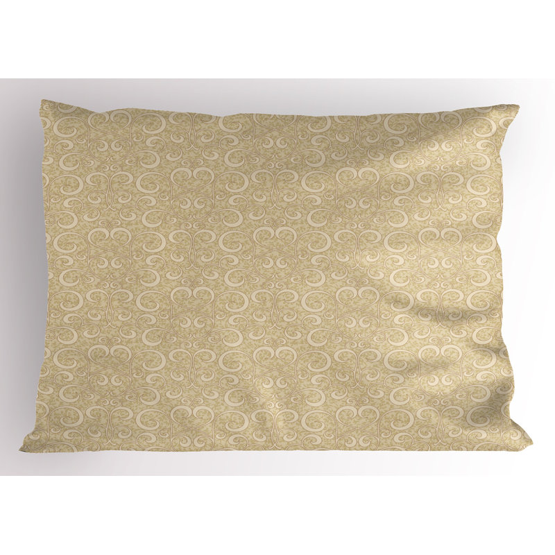 Beige Floral Pattern Microfiber Pillow Shams, 2 Pack, 36" x 20"
