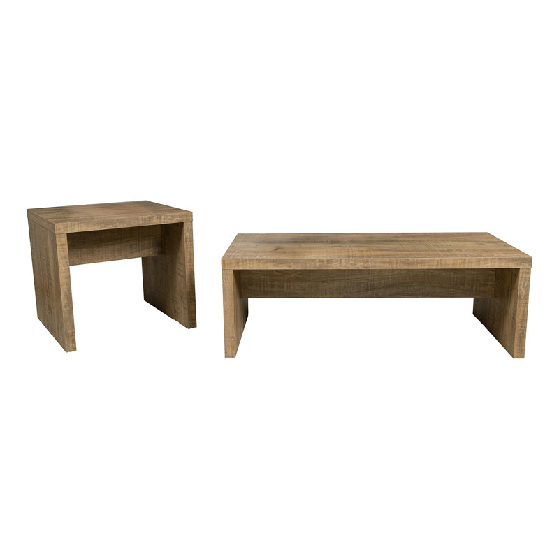2-Piece Rectangular Coffee And End Table Set In Mango