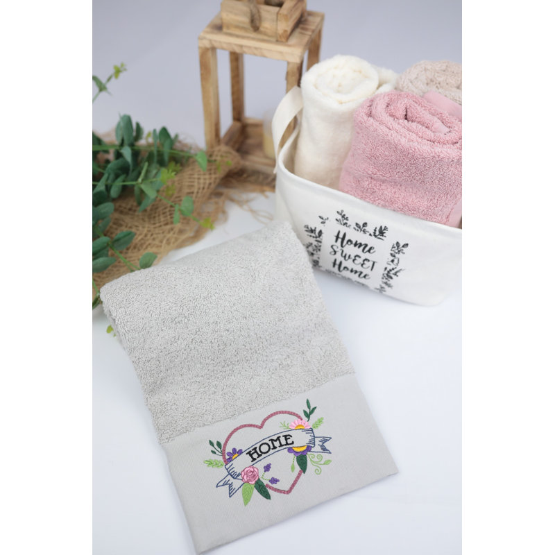 Débarbouillette 100% coton Codie, Gris / rose / vert