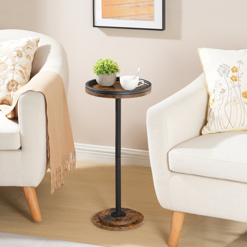 Adalynn 25.6'' H Small Round End Table, Brown/Black