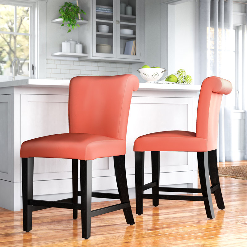 Tabouret de bar et de comptoir Radojka, Orange persimmon, Tabouret de bar (assise de 30 po de hauteur)