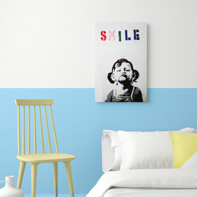 Smile Graffiti by Banksy - Wrapped Canvas