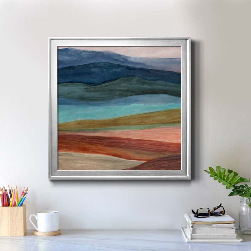 Desert Layers - Reproduction d'art sur toile encadrée, Encadrement argenté, H 17,5 po x l 17,5 po x P 1,5 po