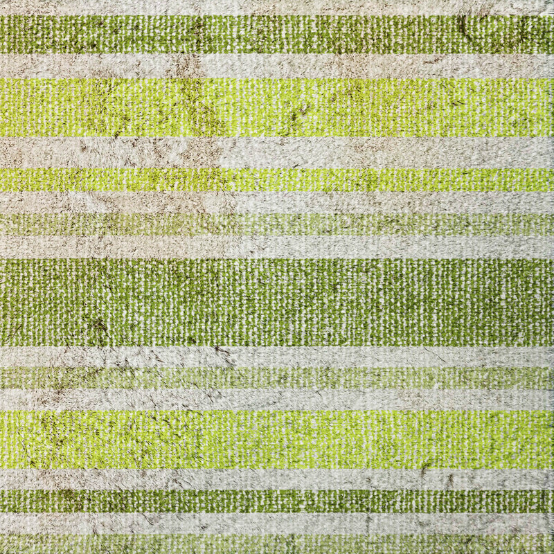 Premium Machine Washable Dream Shag ADS531 Striped Rug, 8' x 10', Fern