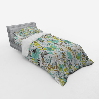 Ensemble de housse de couette en microfibre blanc / vert
