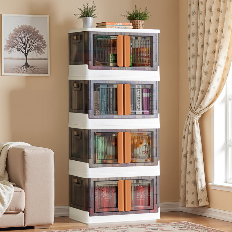 Bacs de rangement pliables avec couvercles, bacs de rangement empilables avec portes et roues