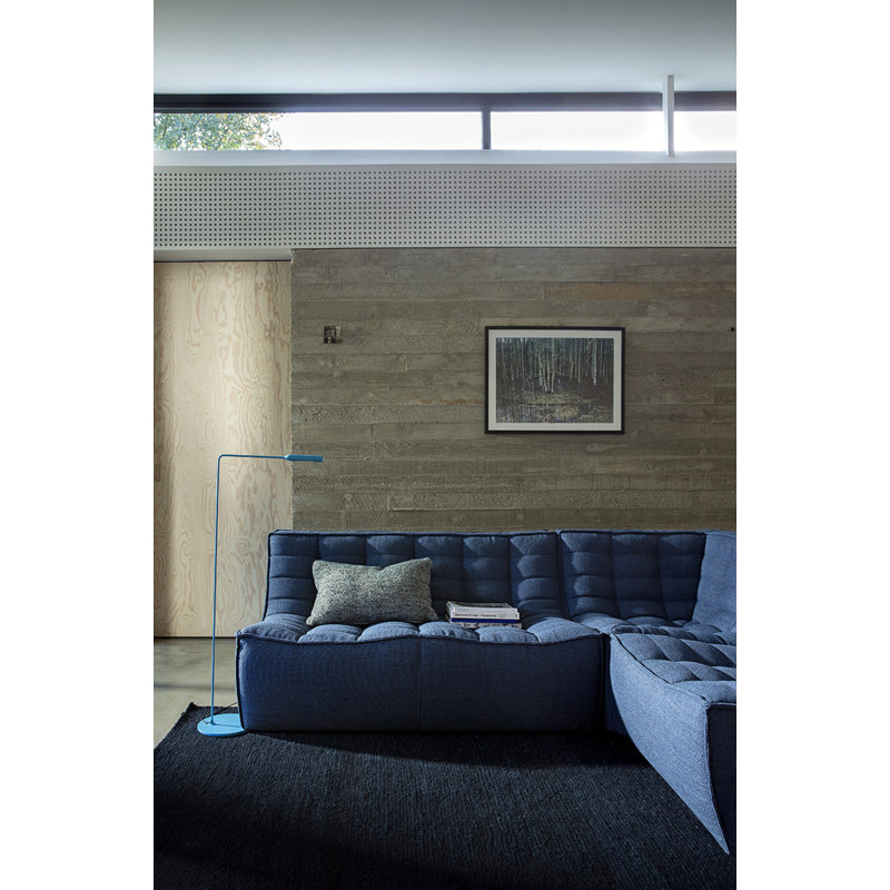 N701 Modular Sofa Set - Combo Left - 1 Seater + 2 Seater + 90° Square Corner, 30" H x 119" W x 91" D, Graphite Cotton Blend