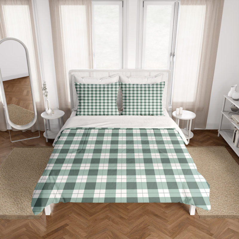 Checkered Duvet Cover, Queen Duvet Cover + 2 Queen Shams