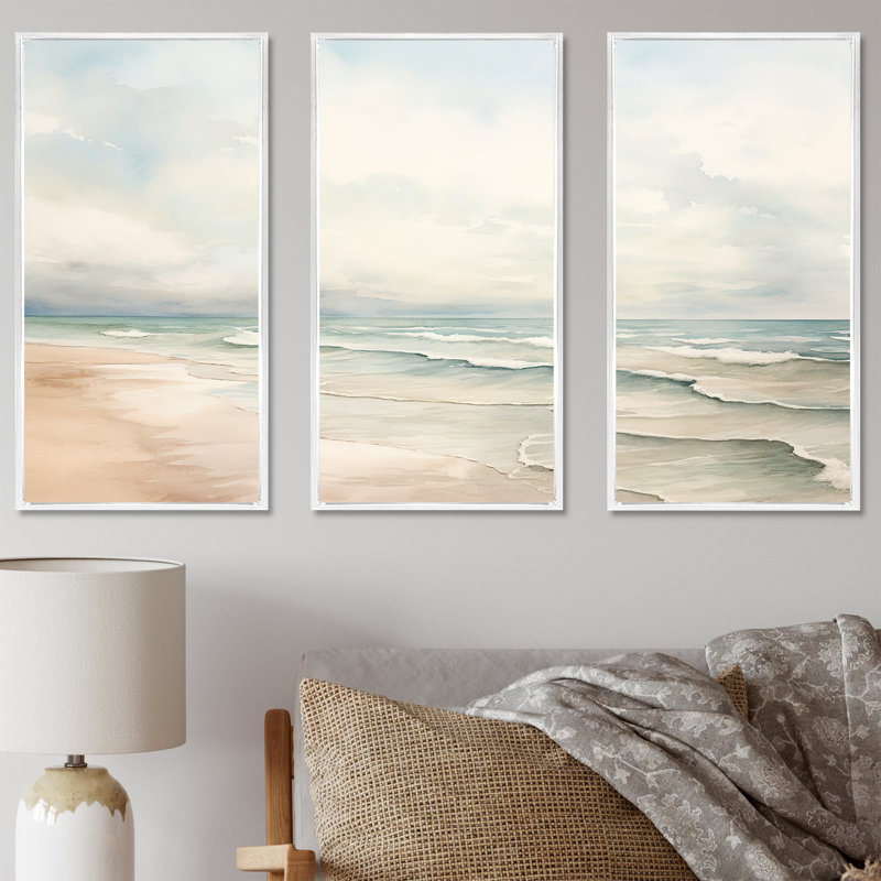 Ensemble de salon mural Pieper, Cadre flottant blanc, H 32 po x l 48 po x P 1 po
