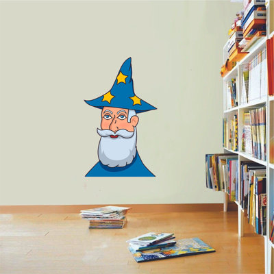 Décalcomanie murale caricature de personnage avec caricature de magicien