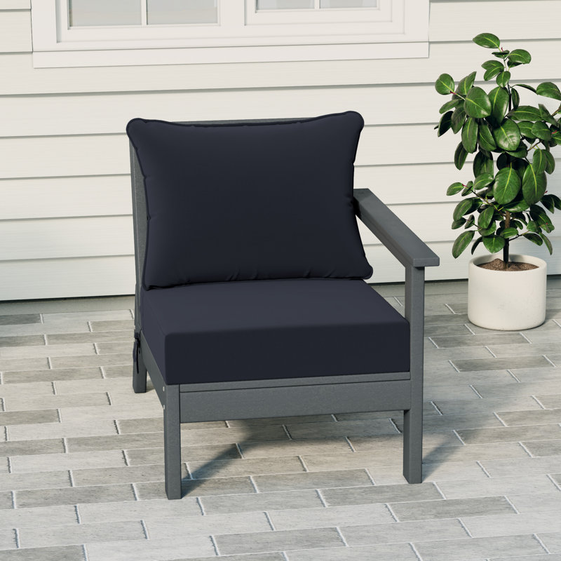 Deep Seating Right Arm Chair With Cushions, Navy Blue, Gray