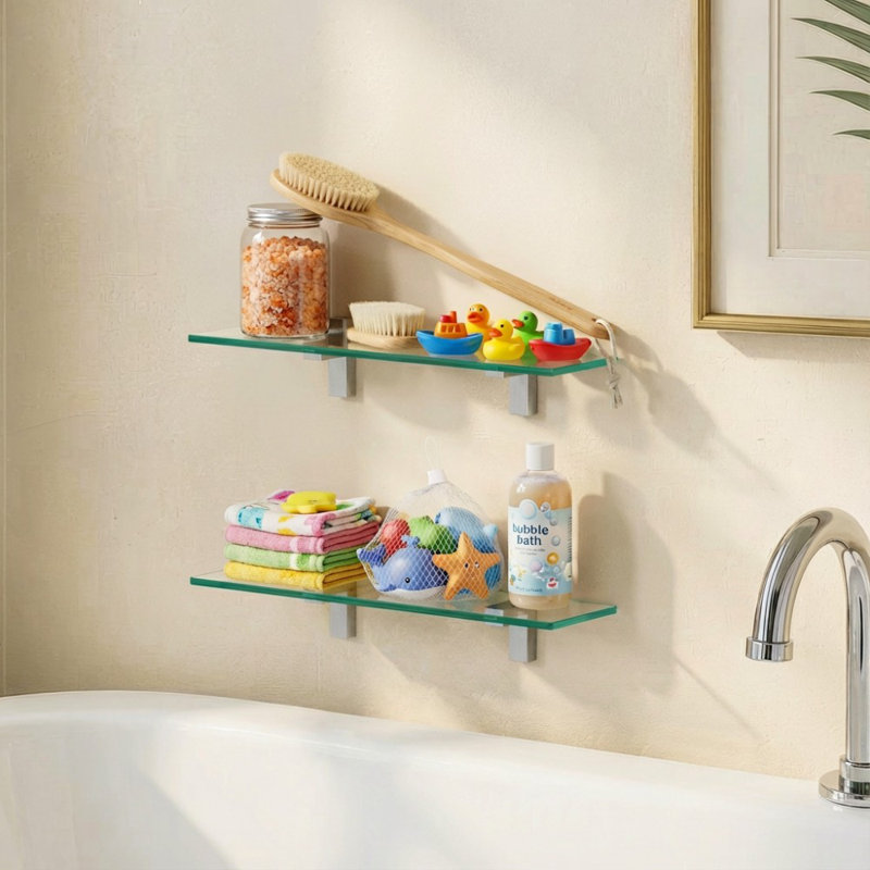 Tablette de salle de bain Keyshia, Nickel brossé, H 3,5 po x l 15,75 po x P 4,72 po