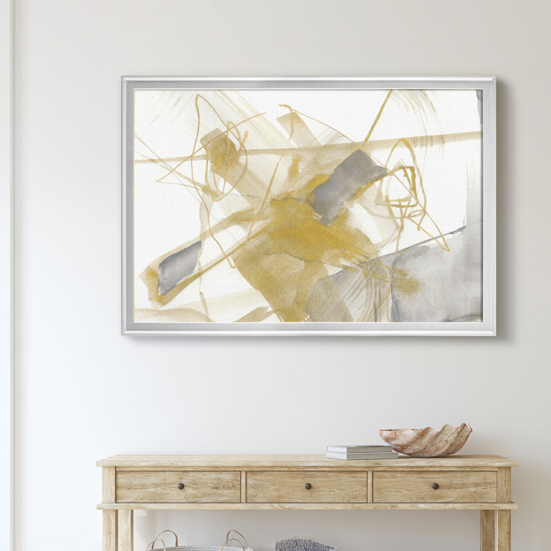 «Gold & Gray Exploration V», reproduction d'art sur toile encadrée, H 22,5 po x l 30,5 po x P 1,5 po, Argent