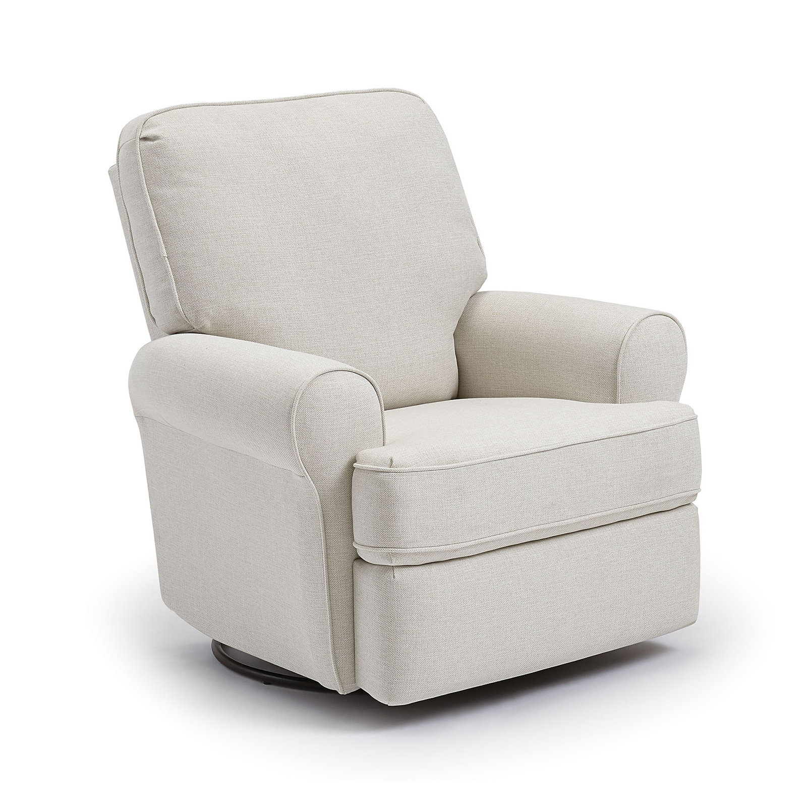Aubry Upholstered Swivel Reclining Glider, Snow Ivory Performance