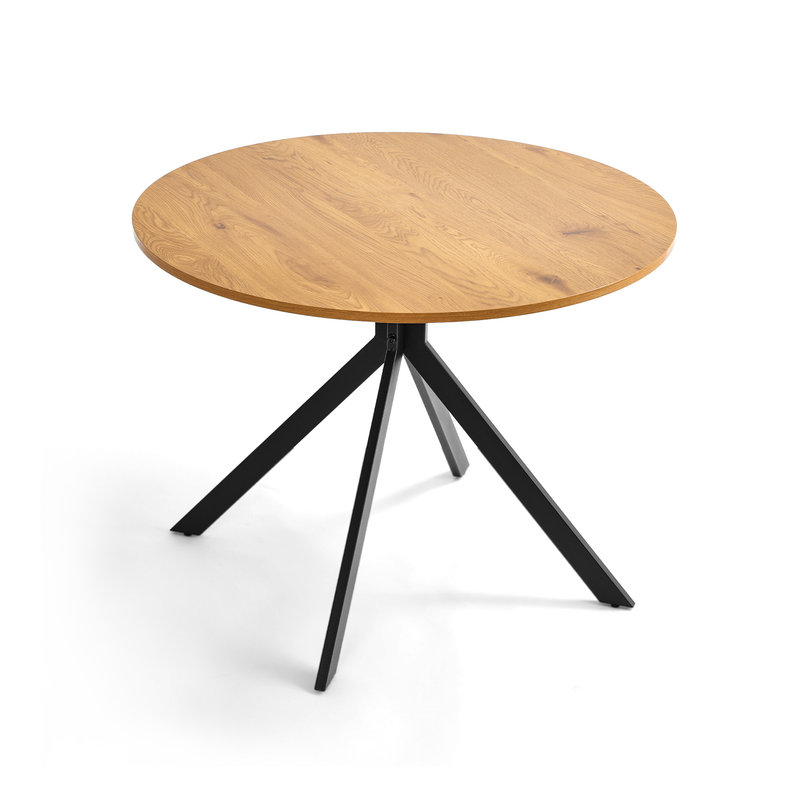 Metal Base Dining Table, Wild Oak / Black