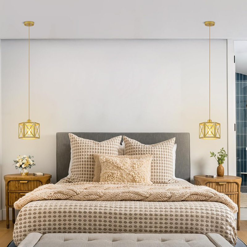 Luminaires suspendus pour îlot de cuisine, luminaire suspendu moderne avec cage hexagonale, plafonniers en métal rétro, luminaire suspendu de lanterne réglable pour vestibule de vestibule