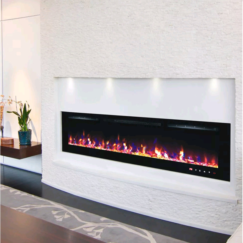 digital flames Black Electric Fireplace, 20.5" H x 60" W x 4.7" D