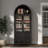 Tall Arched Top Cabinet Bookcase with Glass Doors and Drawers for Kitchen, Workspace-343128346