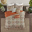 Couette orange à imprimé floral taupe, 3 coussins brodés, ensemble de literie 6 pièces en microfibre douce avec accent, design réversible, 2 taies d'oreiller standard