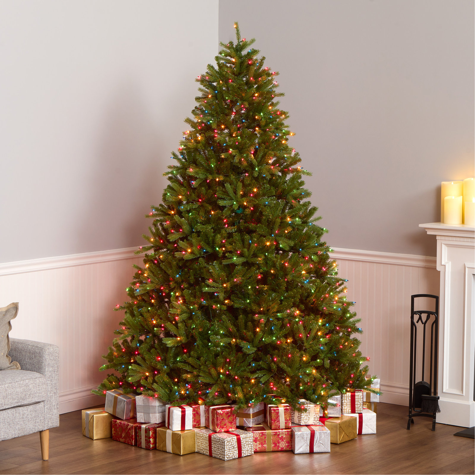 Jersey 5.4' Pre-Lit Fir Christmas Tree, 7.5' H
