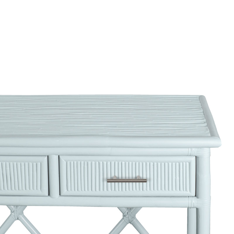 Pencil Rattan 54" Wide Console Table, Light Blue