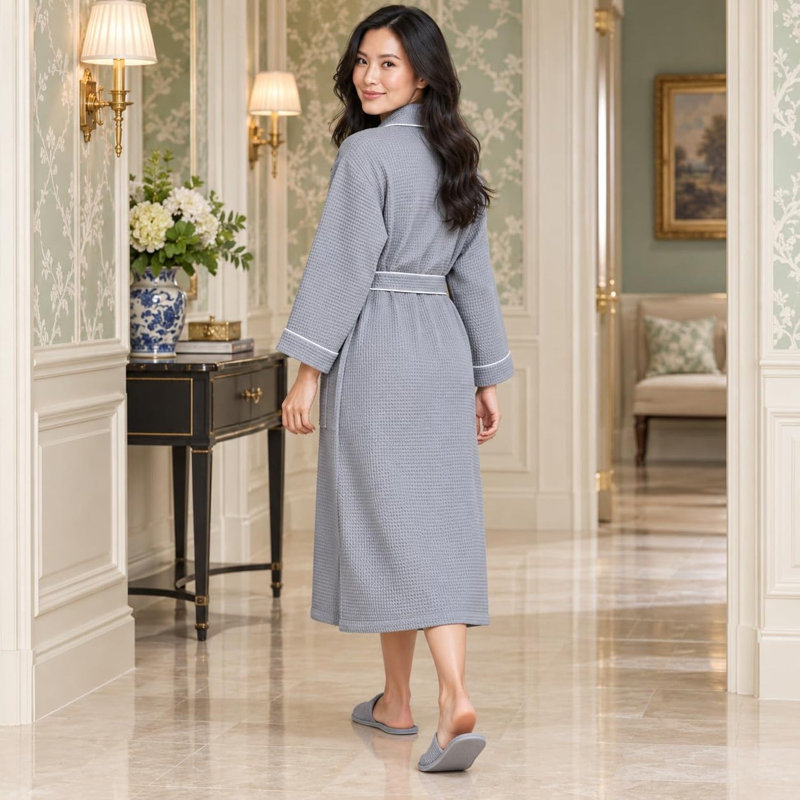 Peignoir gaufré LOTUS LINEN, M, gris