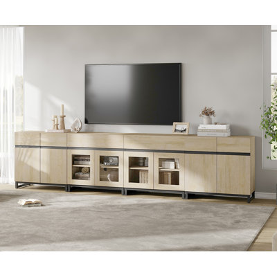 Modern TV Stand For Tvs Up To 120 Inches, 4 In 1 TV Console With Glass Doors And 2 Drawers, Media Console With Adjustable Shelf For Living Room, Bedro by Latitude Run