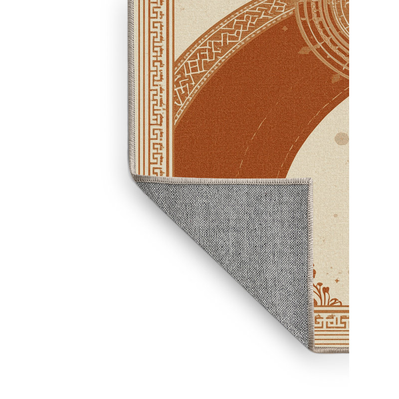 Machine Washable Pantelie Classic Oriental Rug in Beige – Beige Binding, 5 x 8