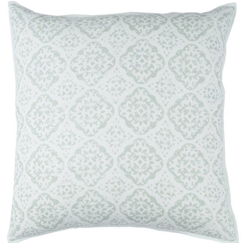 D'orsay Cotton Geometric Throw Pillow, Sea Foam, 18" x 18" 