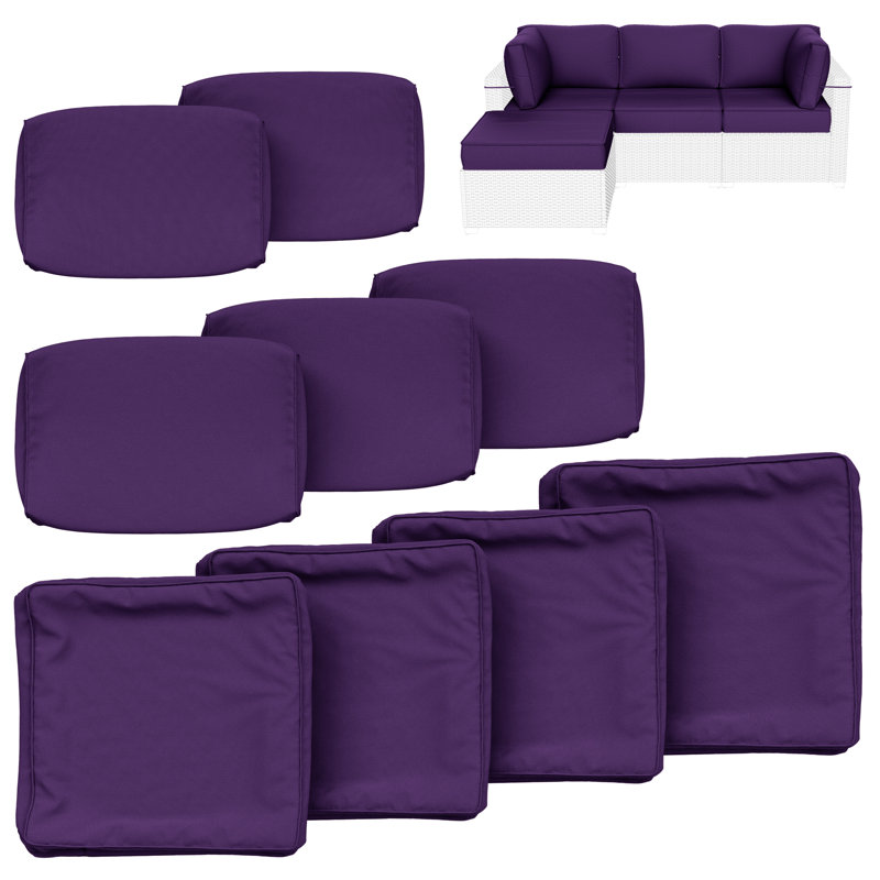 Cartert 9 Pcs Outdoor Cushion Cover Set For 3" Outdoor Cushions And Patio Furniture Cushion Covers,  Only Covers